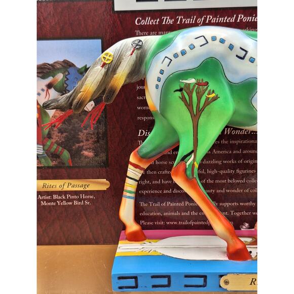 The Trail Of Painted Ponies RITES OF PASSAGE Figurine. Artist: Black Pinto Horse - Picture 2 of 10